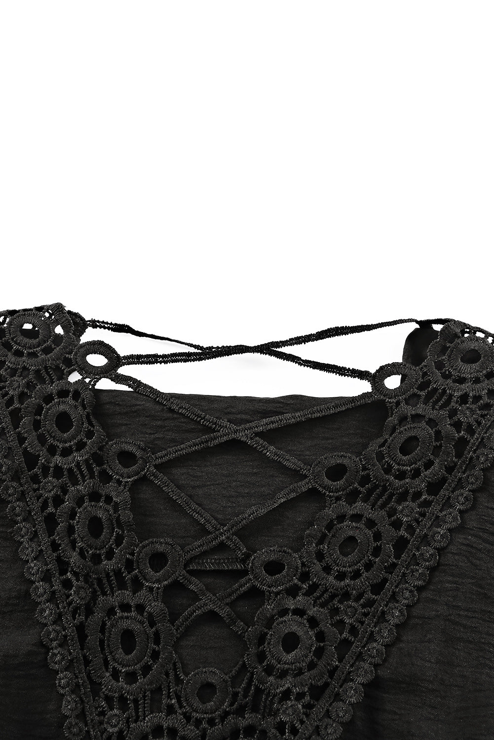 Black Lace Crochet Drawstring High Waist Mini Dress Mini Dresses JT's Designer Fashion