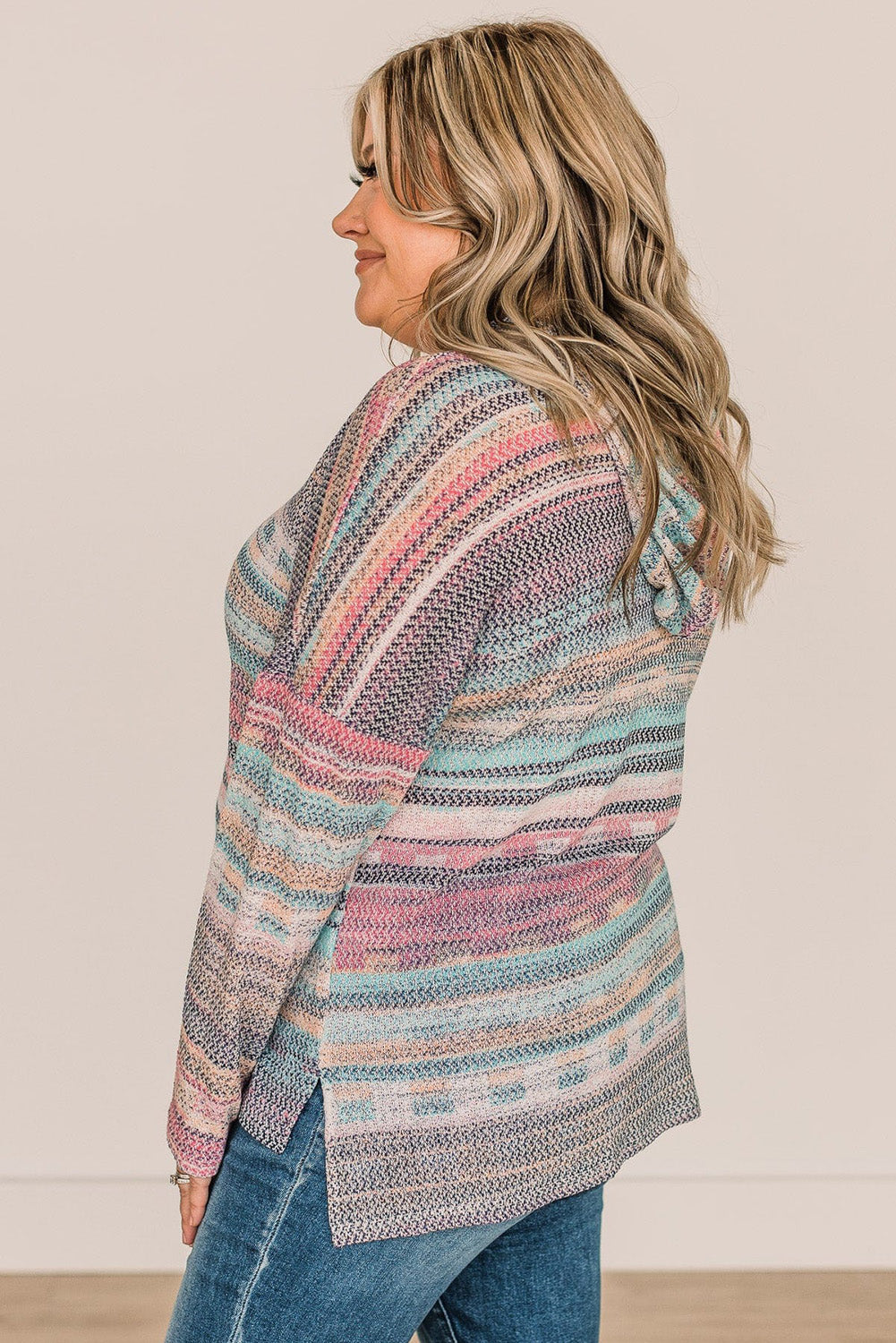 Multicolor Abstract Print Side Split High Low Plus Size Hoodie Plus Size JT's Designer Fashion