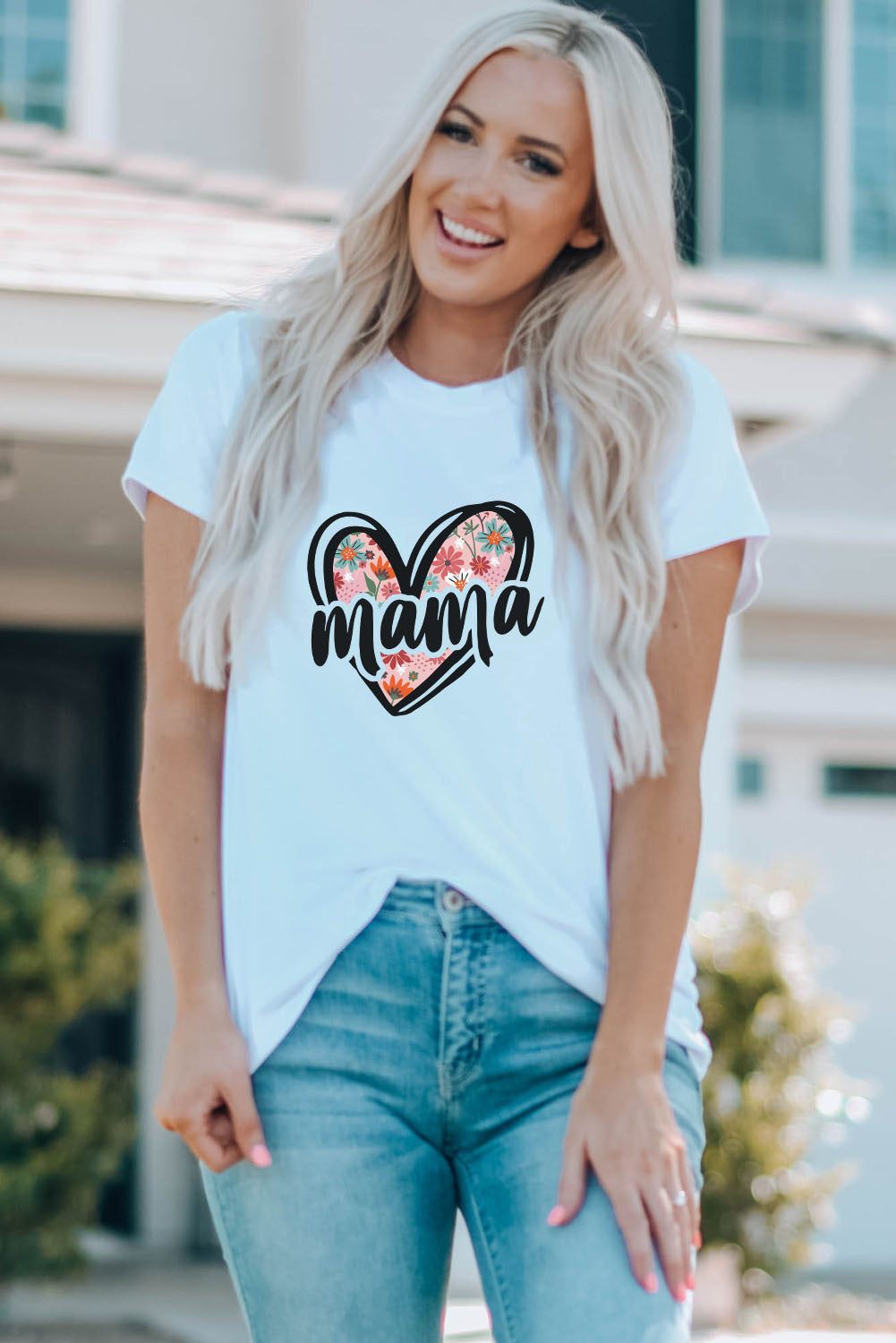 White Mama Floral Heart Family Matching T Shirt Family T-shirts JT's Designer Fashion