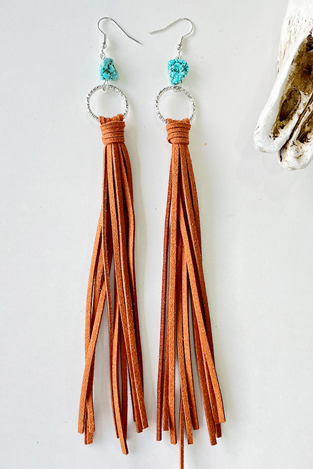 Chestnut Western Turquoise O-ring Tassel Earrings Jewelry JT's Designer Fashion