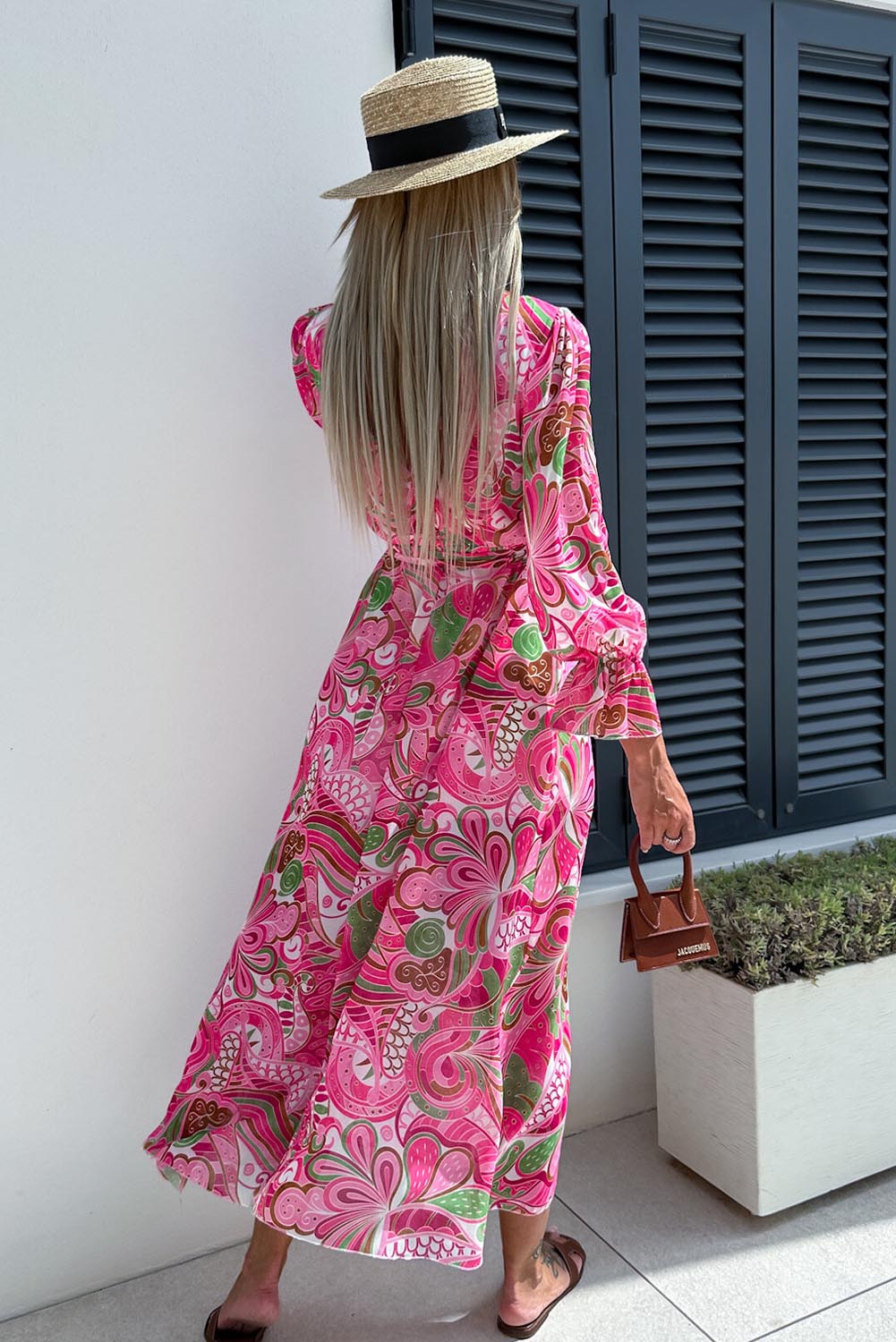 Rose Surplice V Neck Floral Maxi Dress Dresses JT's Designer Fashion