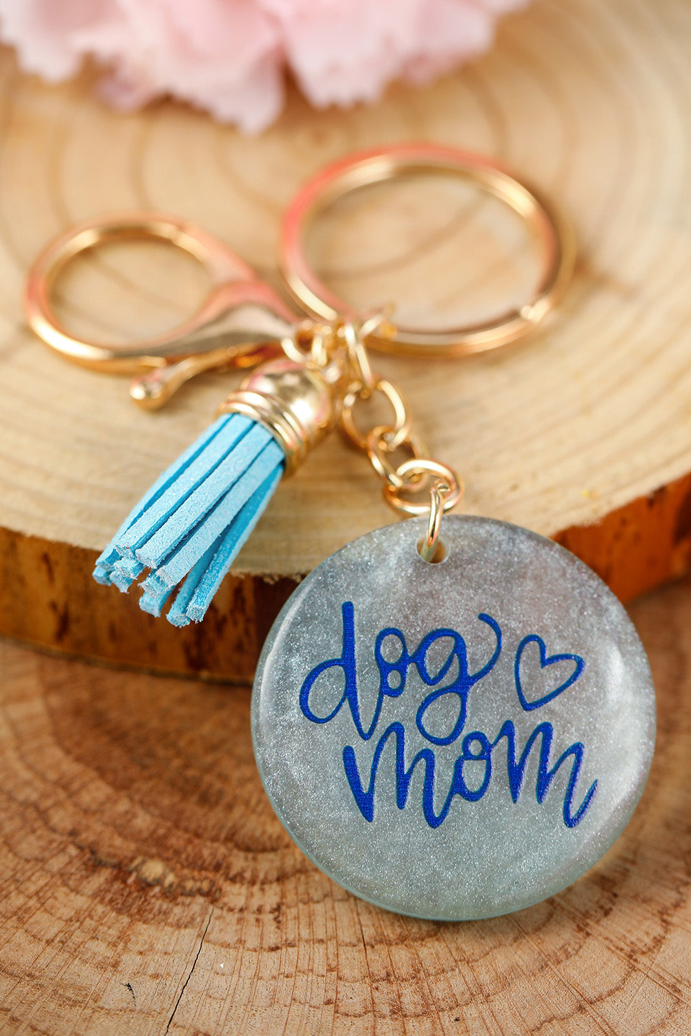 Sky Blue Mom Crystal Charm Tassel Keychain Other Accessories JT's Designer Fashion