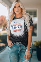 Black Family Matching USA Letter Flag Print Color Block Top Family T-shirts JT's Designer Fashion