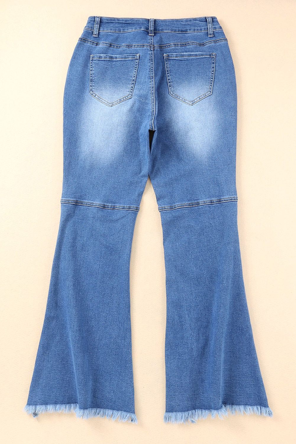 Sky Blue Vintage Frayed Tassel Bell Bottom Pants Jeans JT's Designer Fashion