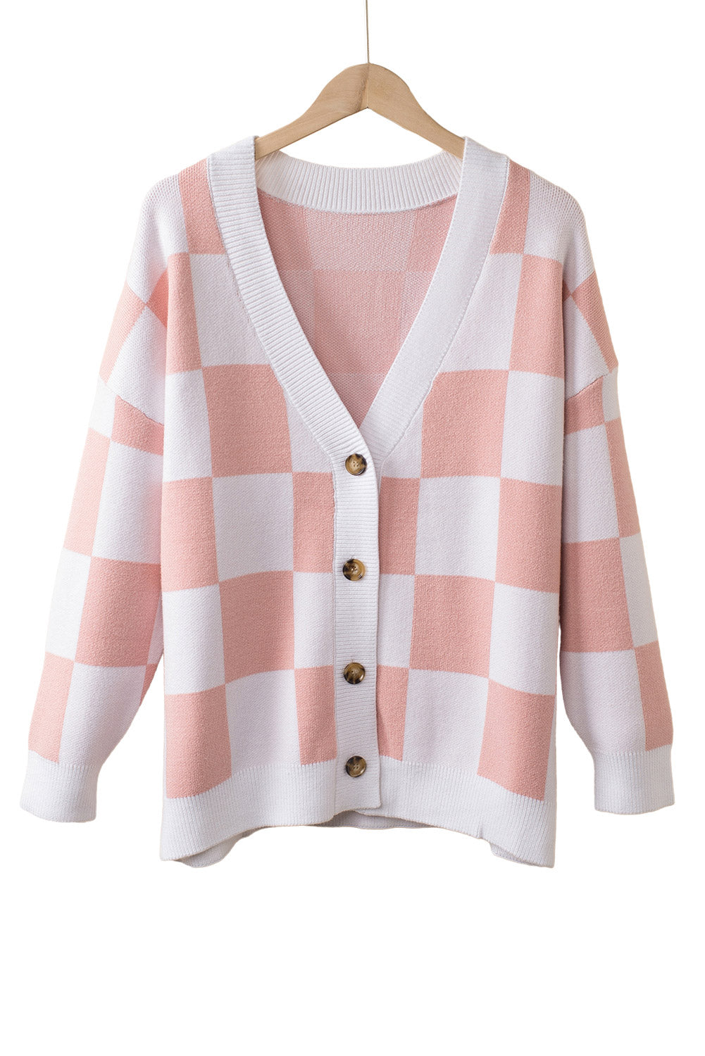 Pink Colorblock Plaid Button Up Cardigan Pre Order Sweaters & Cardigans JT's Designer Fashion