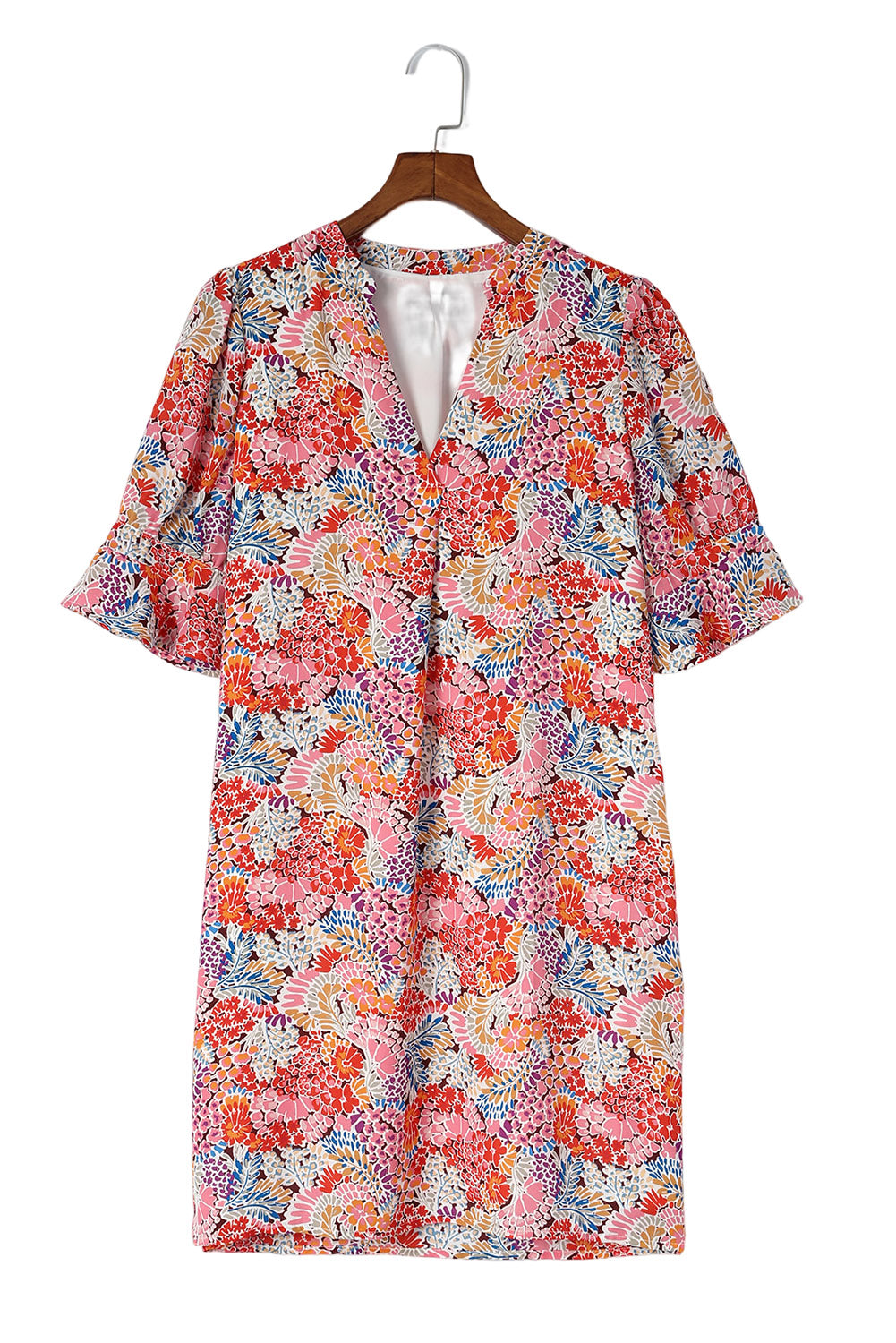 Multicolor Boho Floral Printed Flutter Sleeve Dress Floral Dresses JT's Designer Fashion