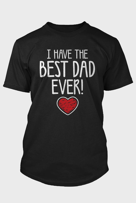 Black I Have The Best Dad Ever Heart Print Men's Graphic Tee Black 62%Polyester+32%Cotton+6%Elastane Men's Tops JT's Designer Fashion