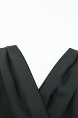 Black Plus Size Pleated V Neck Ruffle Hem Bodycon Dress Plus Size Dresses JT's Designer Fashion