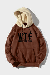 Brown Men's Letter Print Pocketed Slim-fit Long Sleeve Hoodie Men's Tops JT's Designer Fashion