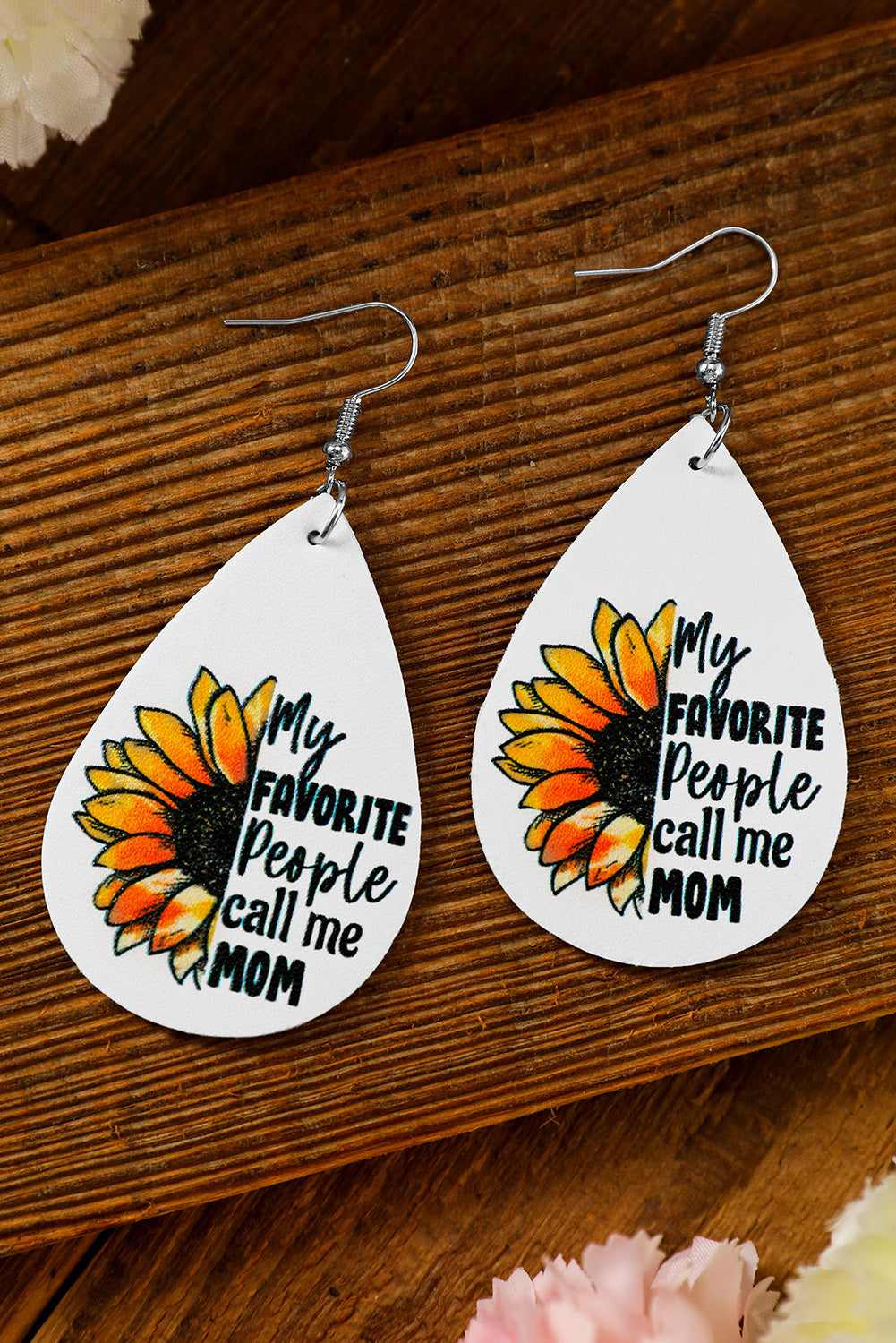 White Mother's Day Letter Graphic Print Drop Earrings Jewelry JT's Designer Fashion