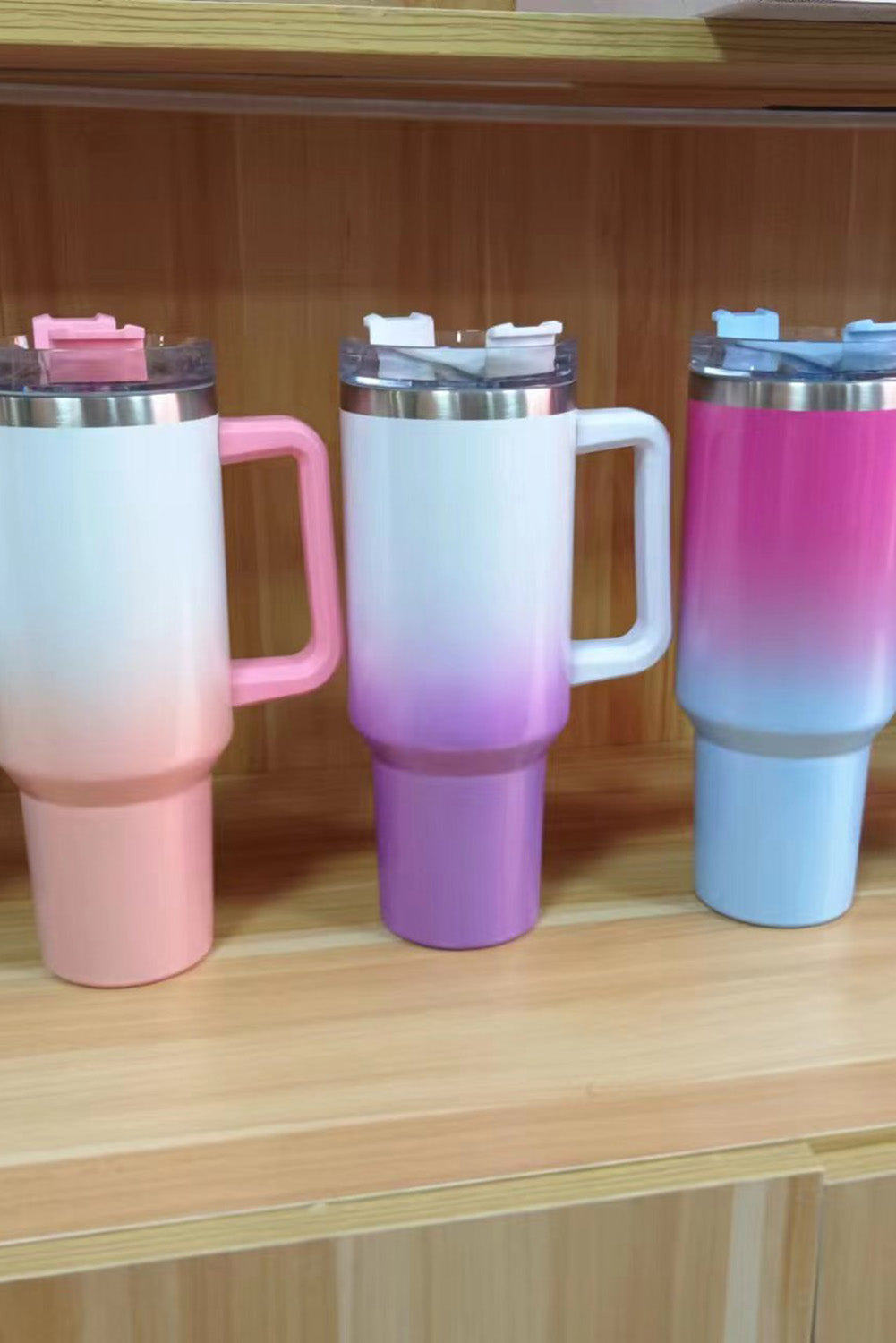 Sky Blue Gradient Color Handled 304 Stainless Steel Vacuum Cup Tumblers JT's Designer Fashion