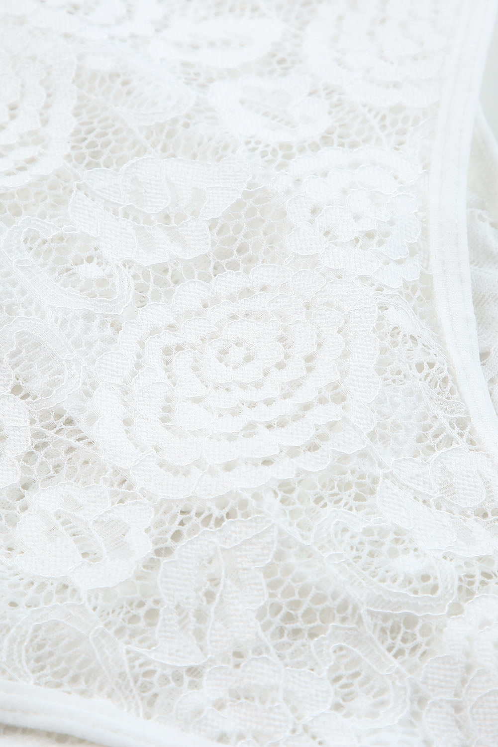 White Crisscross Back Soft Bone Floral Lace Crochet Bodysuit Bodysuits JT's Designer Fashion