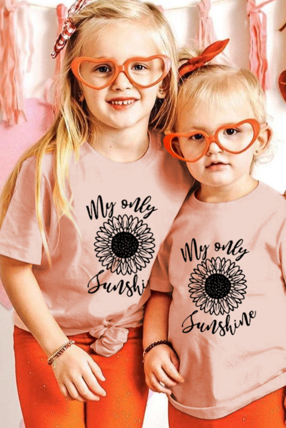 Pink Family Matching Floral Letter Print Short Sleeve T Shirt Family T-shirts JT's Designer Fashion