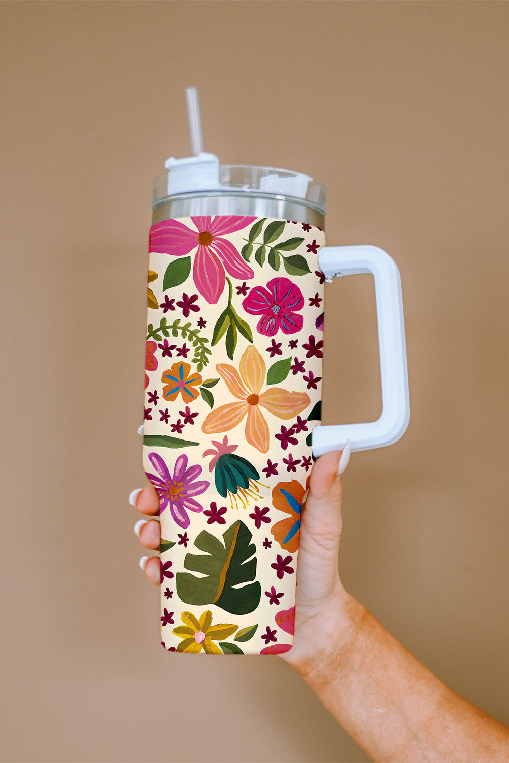 Multicolor Floral Print 304 Stainless Double Insulated Cup 40oz Tumblers JT's Designer Fashion