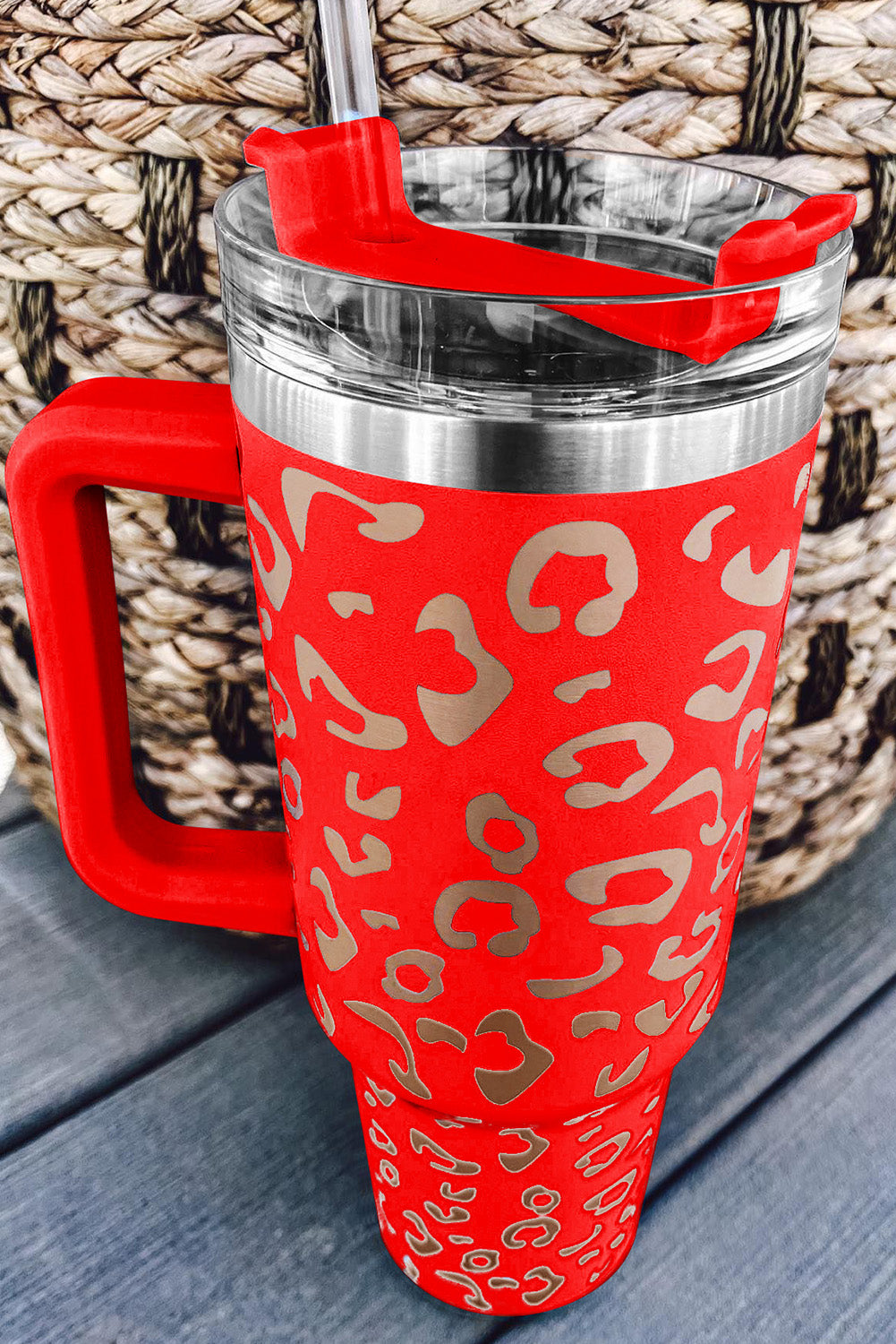 Red Leopard Spotted 304 Stainless Double Insulated Cup 40oz Tumblers JT's Designer Fashion