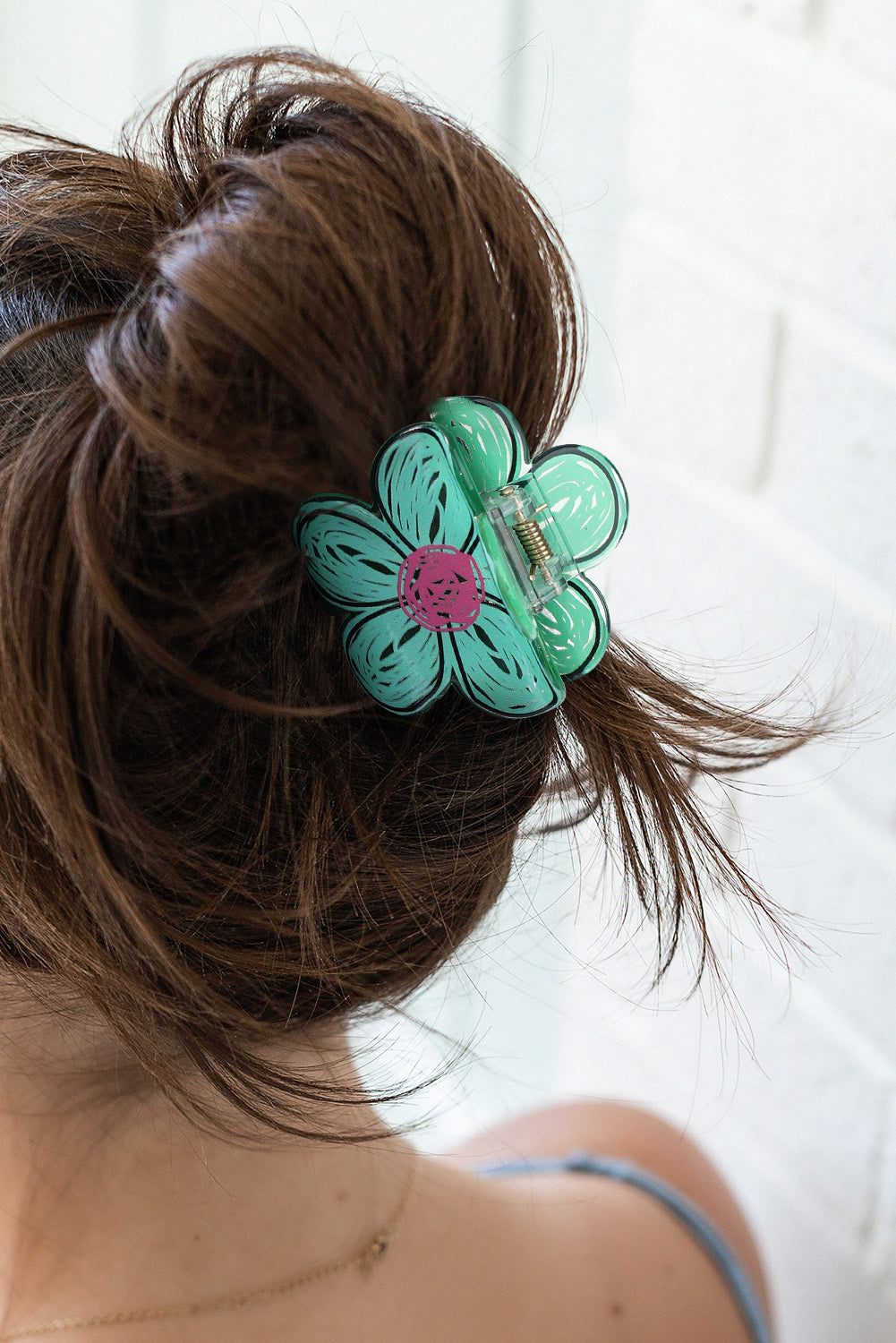 Mint Green Flower Shape Claw Hairpin Headwear JT's Designer Fashion