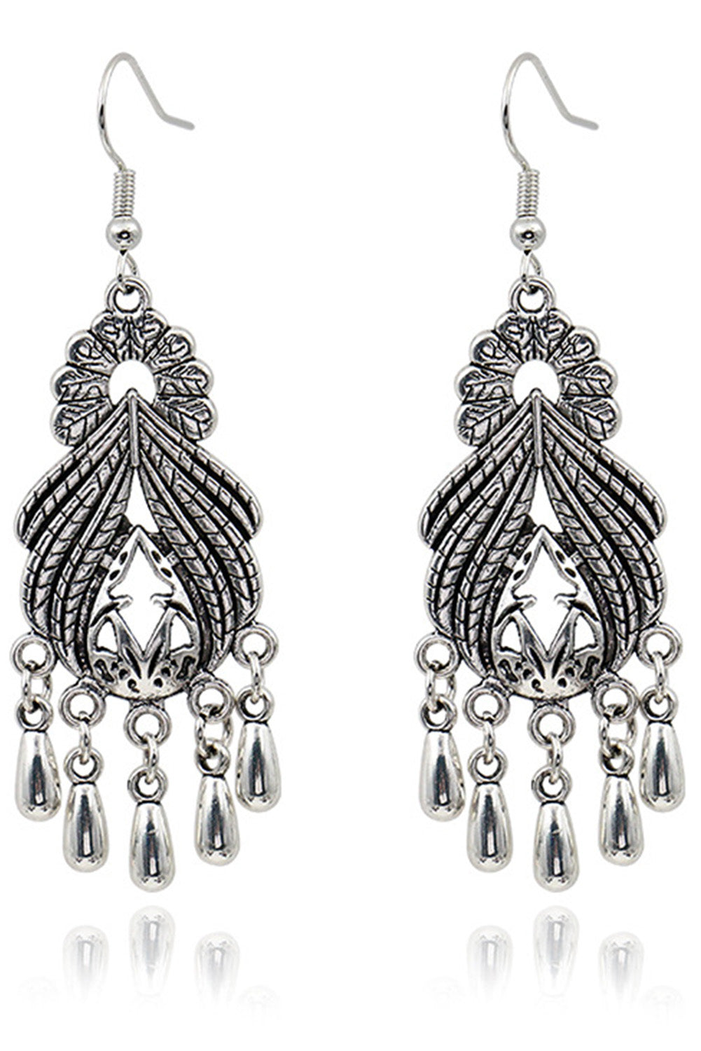 Silver Boho Tassel Dangle Earrings Jewelry JT's Designer Fashion