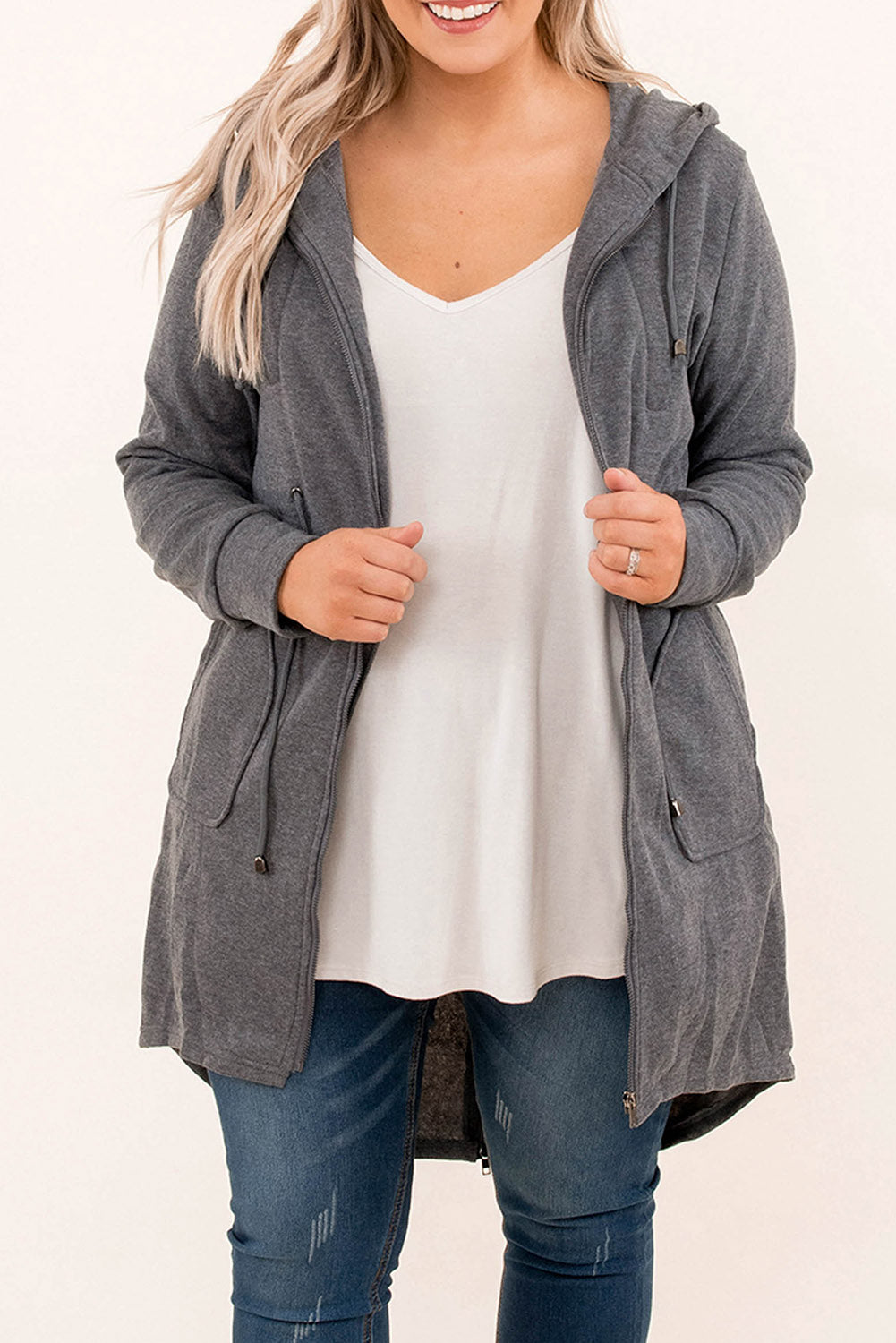 Gray early-morning-jacket-charcoal Plus Size JT's Designer Fashion