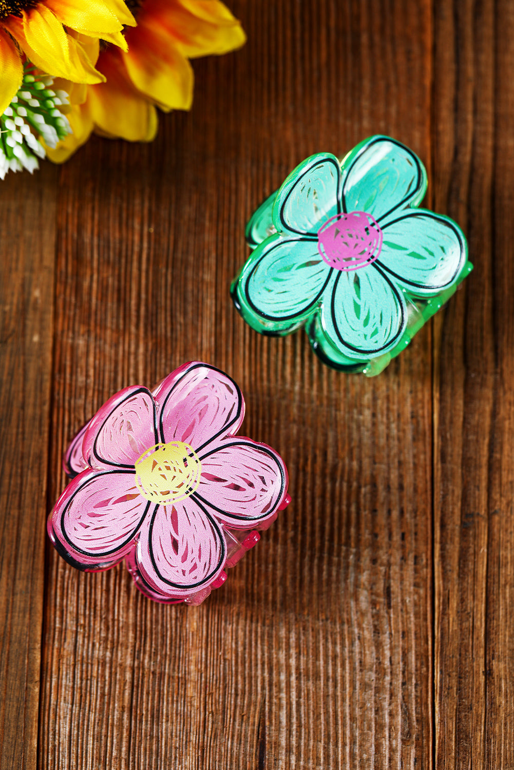 Pink Flower Shape Claw Hairpin Headwear JT's Designer Fashion