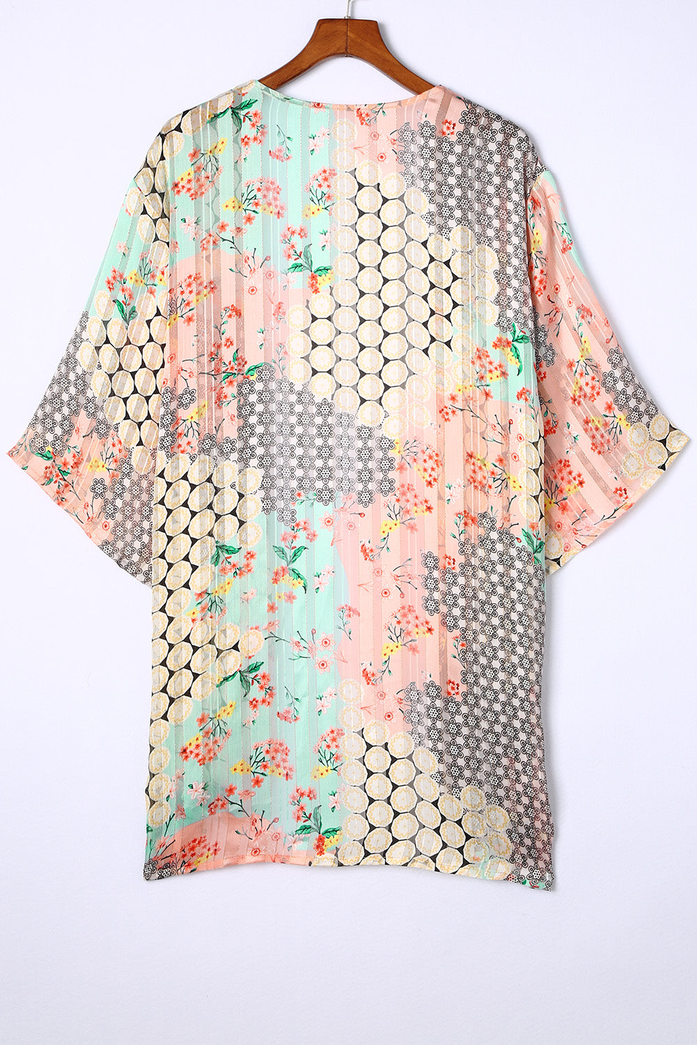 Multicolor Floral Open Sheer Shimmer Kimono Kimonos JT's Designer Fashion