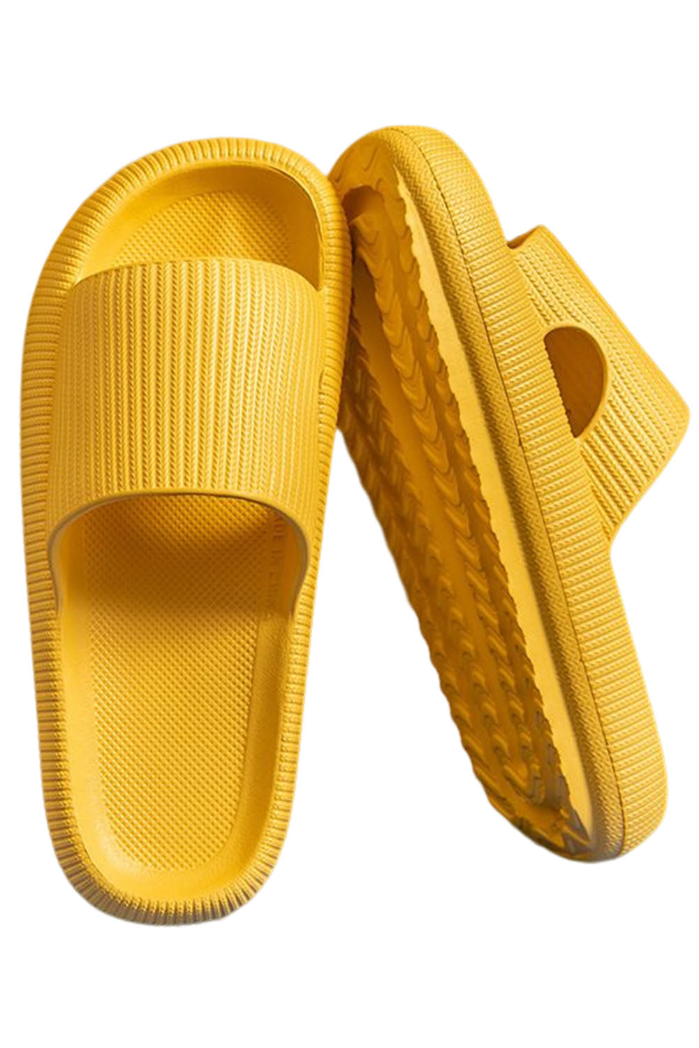 Yellow Hollow-out Thick Soled Slip On Slippers Slippers JT's Designer Fashion