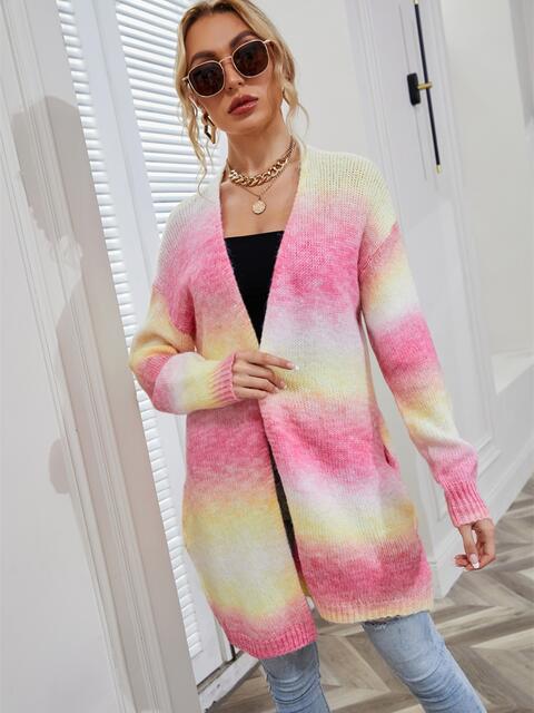 Full Size Gradient Open Front Cardigan Strawberry Sweaters & Cardigans JT's Designer Fashion