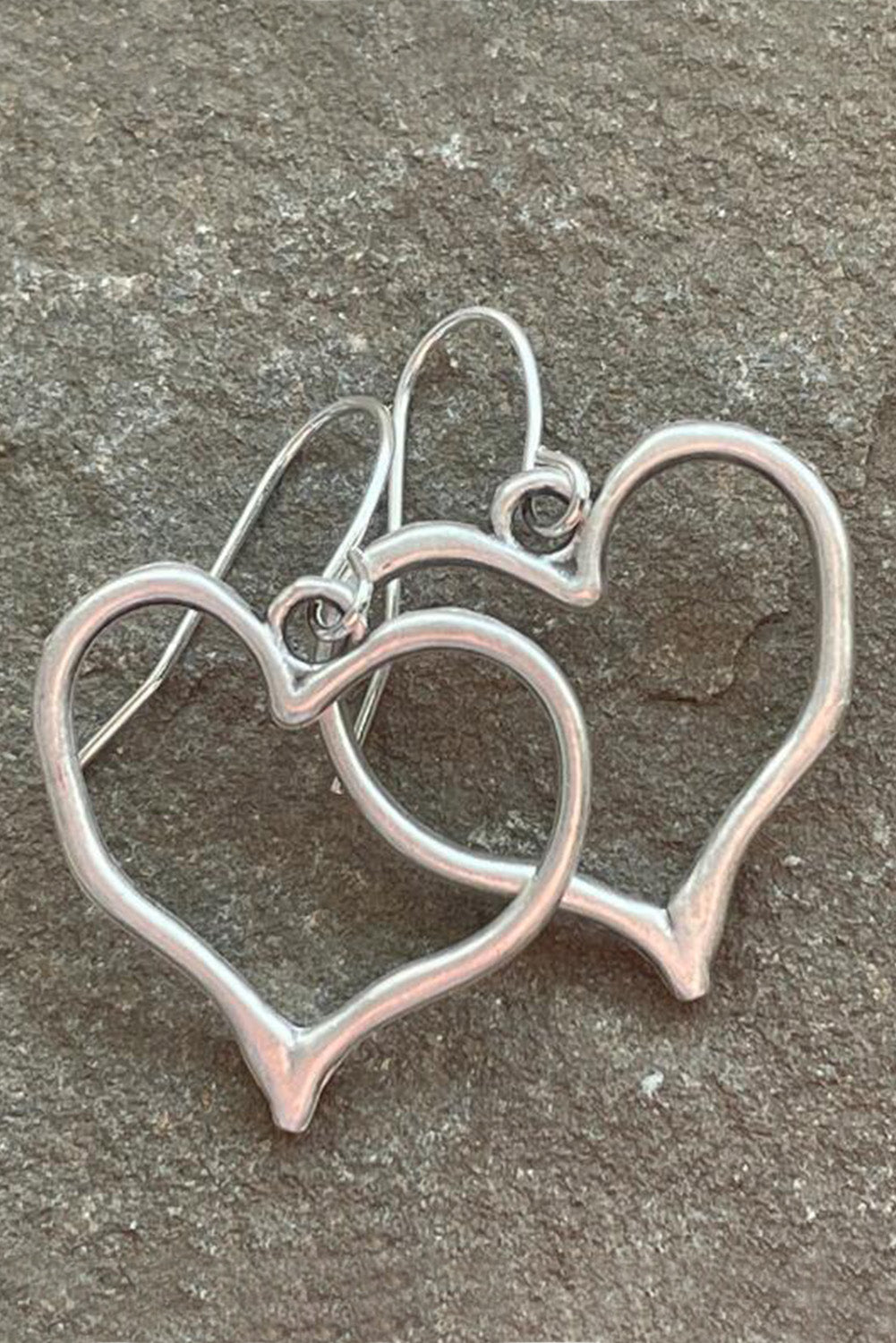 Silvery Heart Shape Hook Drop Earrings Jewelry JT's Designer Fashion