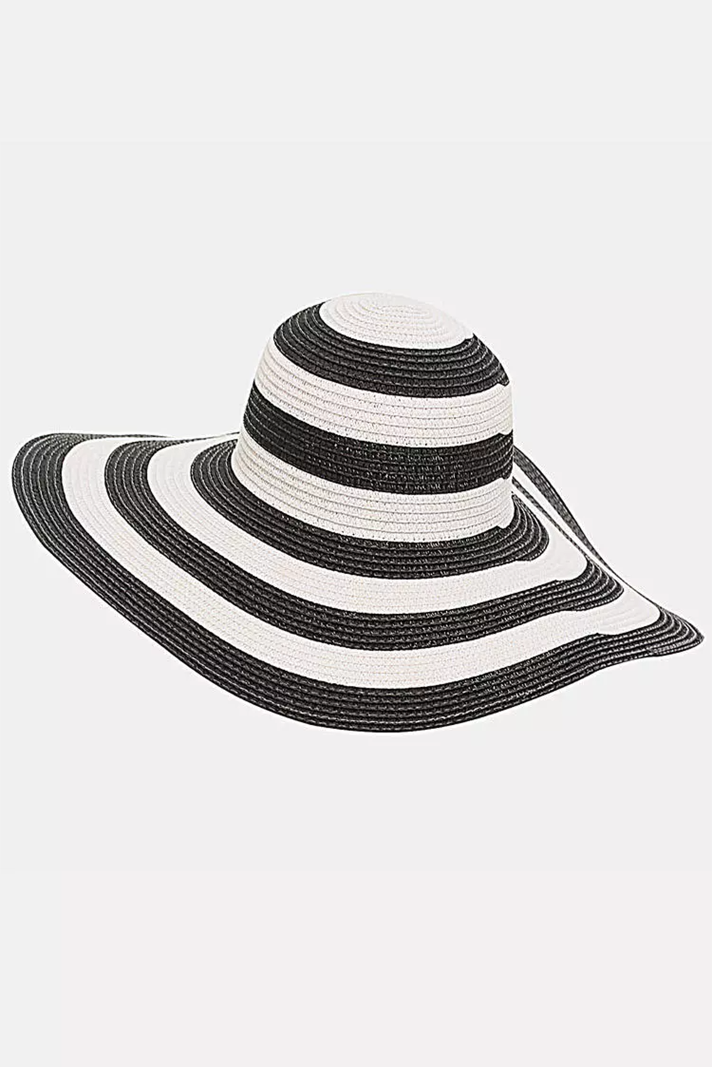 Black Striped Print Wide Brim Sun-proof Straw Hat Hats & Caps JT's Designer Fashion