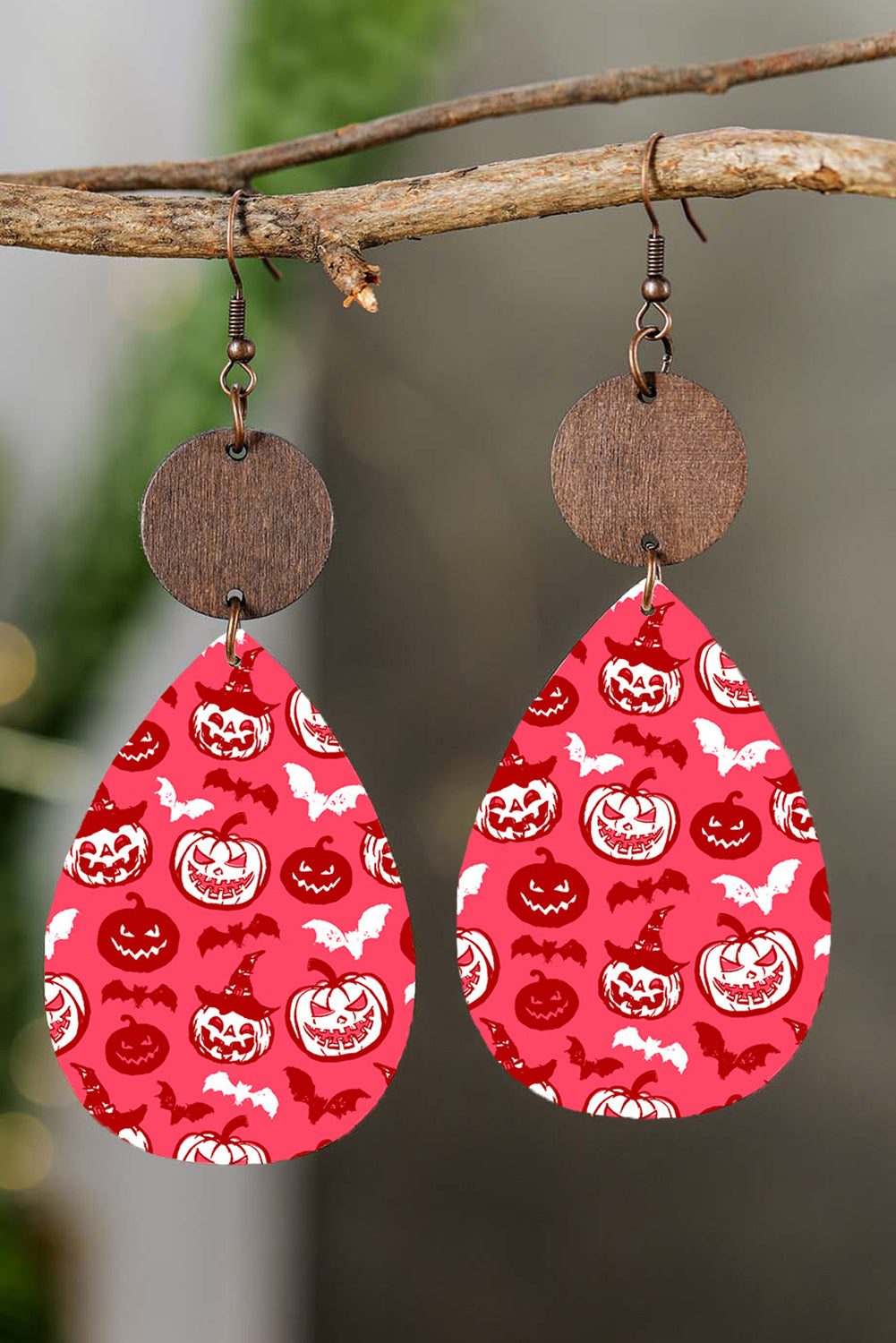 Strawberry Pink Halloween Pumpkin Batwing Water Drop Earrings Jewelry JT's Designer Fashion