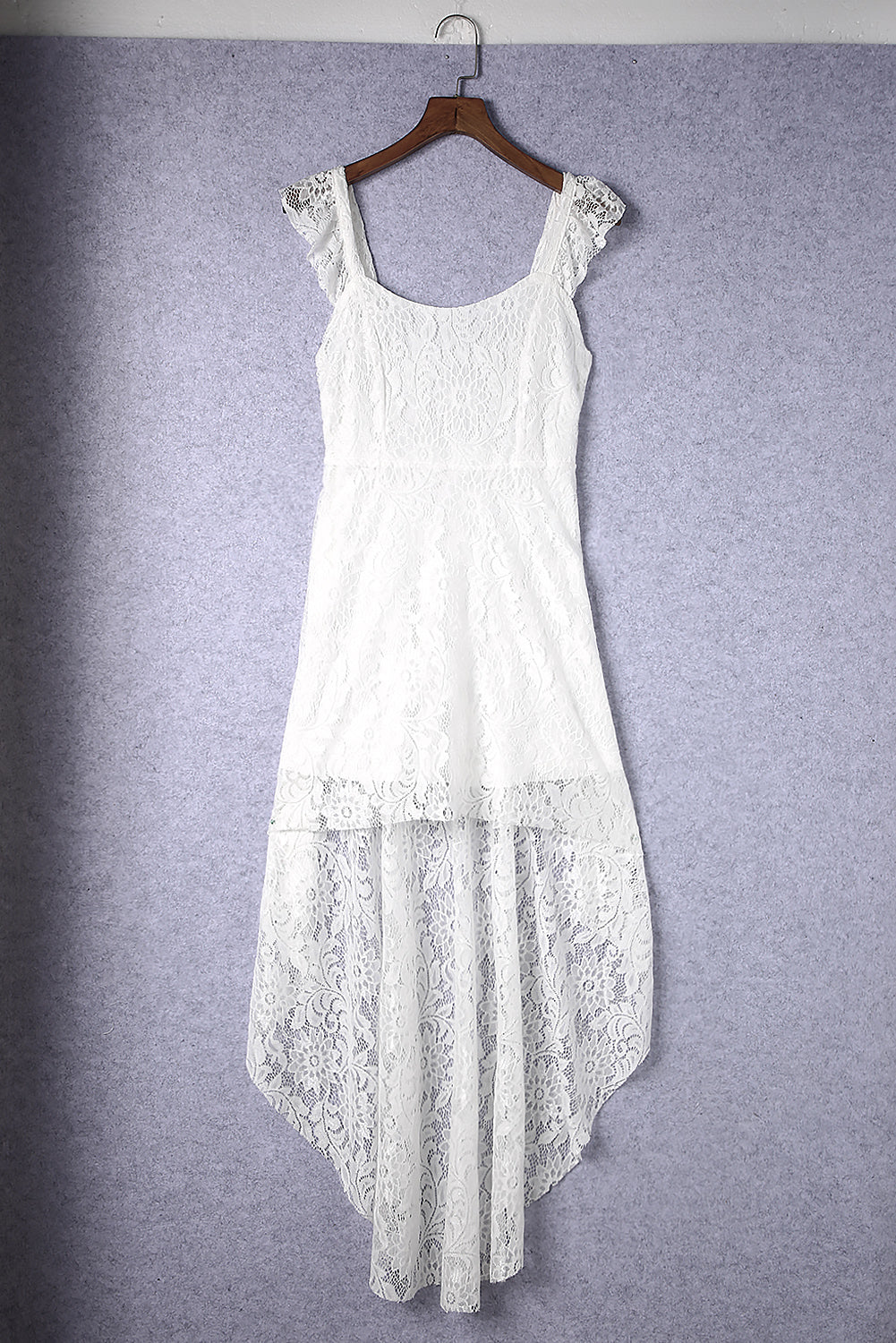 White Ruffled High Low Sleeveless Lace Maxi Dress Maxi Dresses JT's Designer Fashion