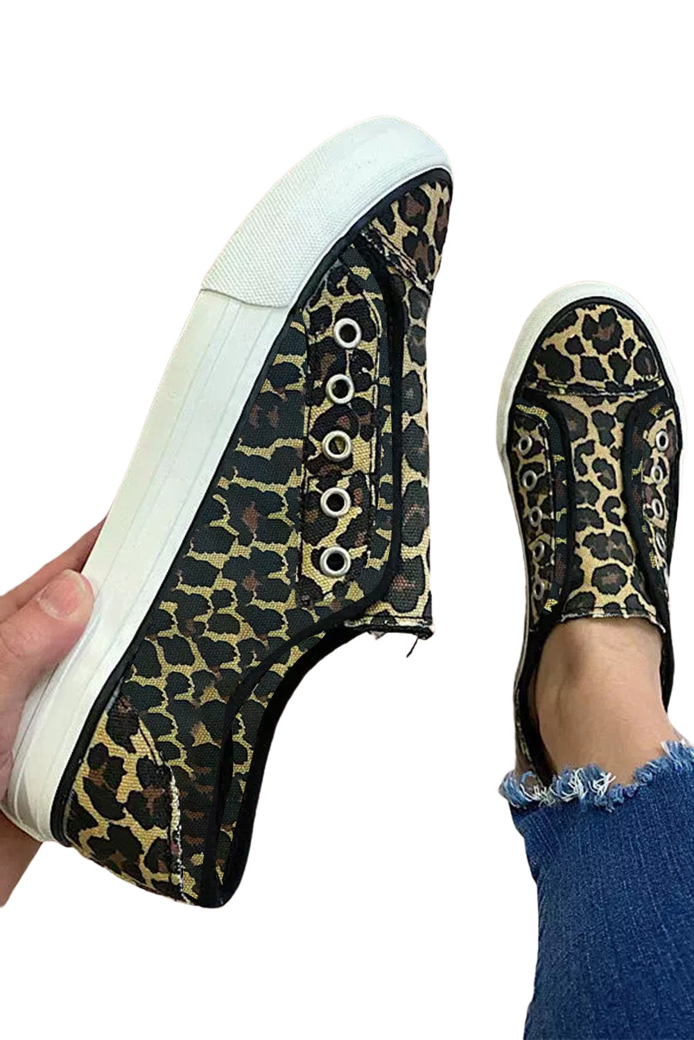 Leopard Slip-on Round Toe Canvas Shoes Women's Shoes JT's Designer Fashion