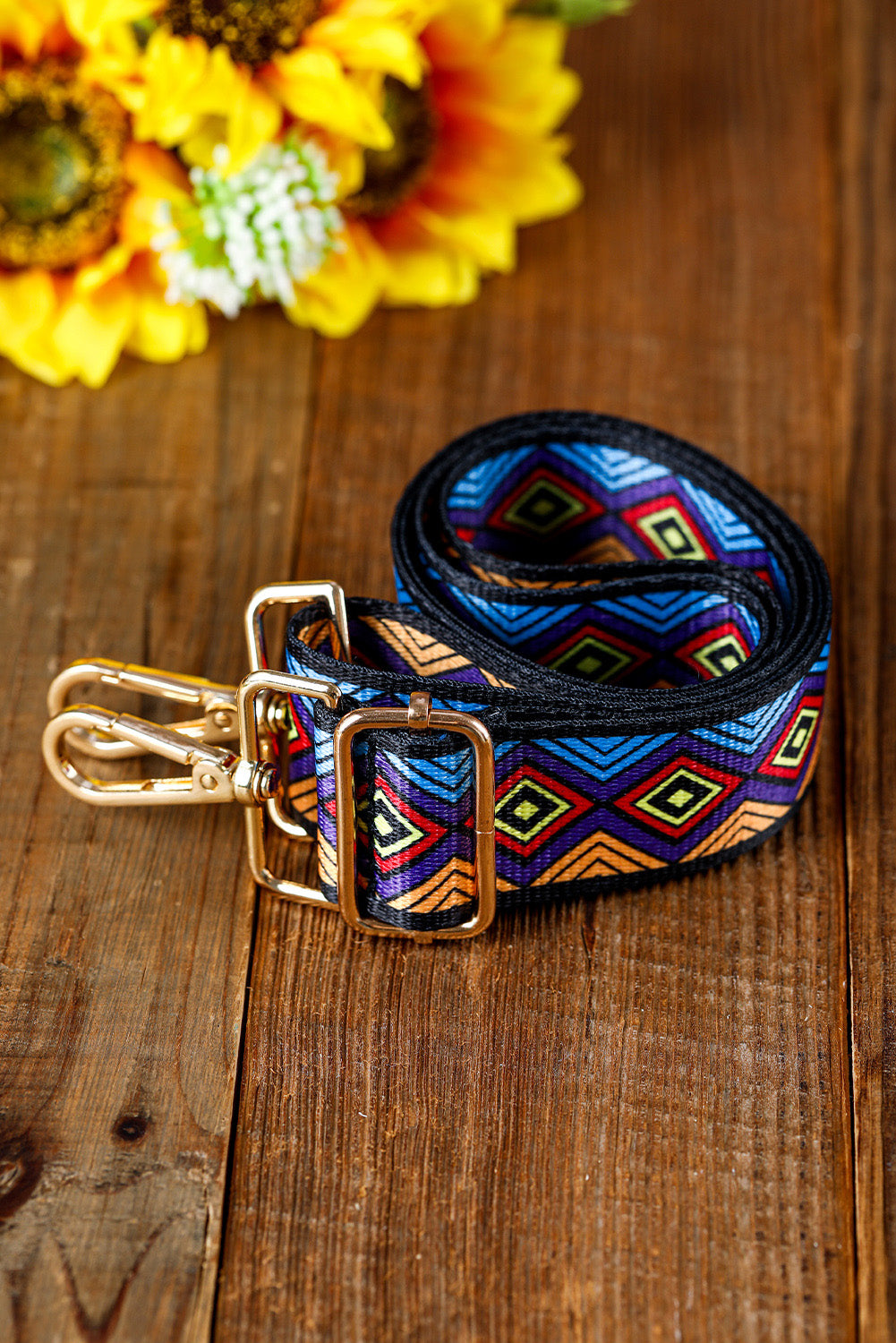 Multicolour Ethnic Geometric Print Adjustable Bag Belt 3.8x130cm Other Accessories JT's Designer Fashion