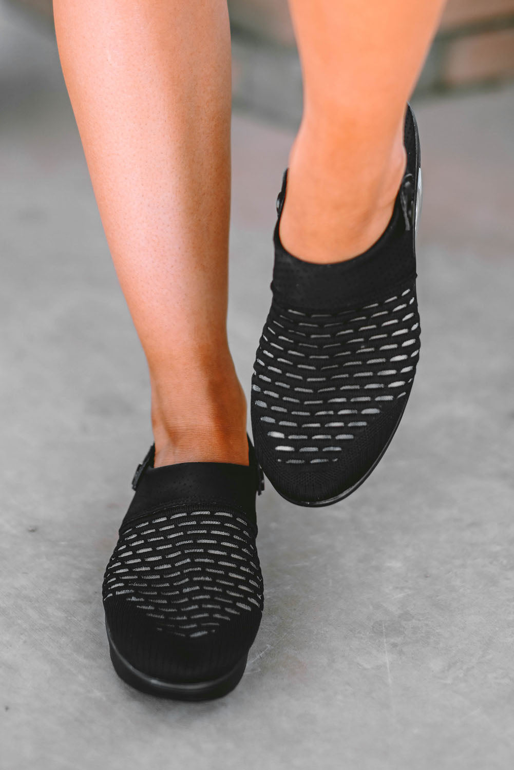 Black Hollow Out Air Cushion Mesh Slip-on Slippers Slippers JT's Designer Fashion