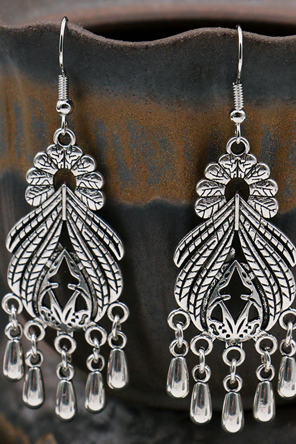 Silver Boho Tassel Dangle Earrings Jewelry JT's Designer Fashion