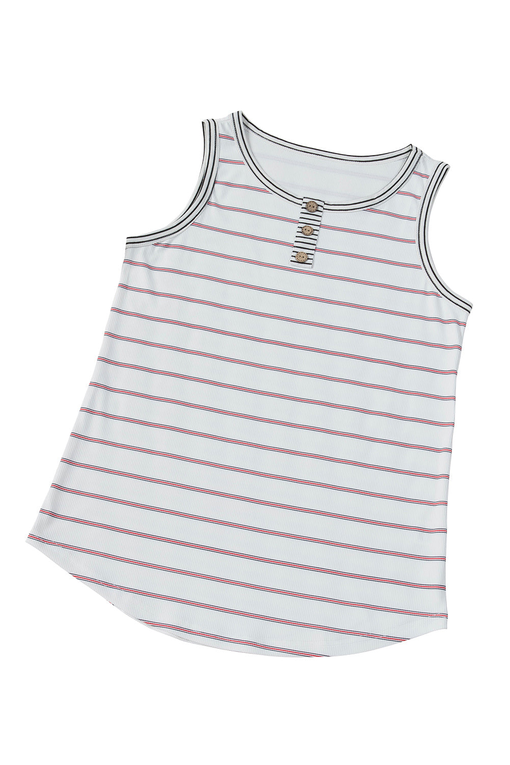 Striped Henley Ribbed Tank Tank Tops JT's Designer Fashion