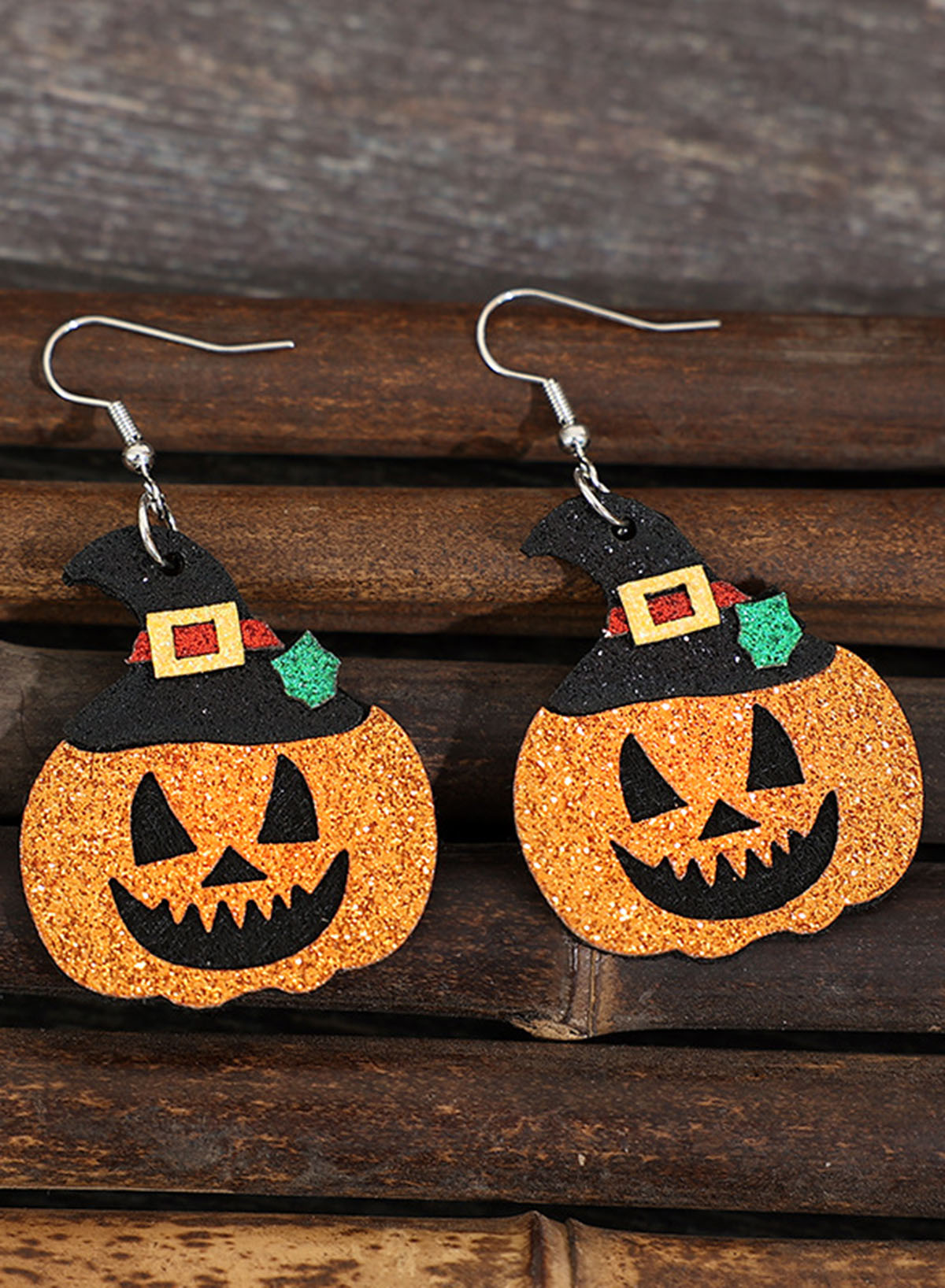 Gold Flame Halloween Pumpkin Dangle Earrings Jewelry JT's Designer Fashion