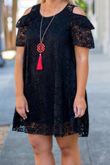 Black Cold Shoulder Lace Plus Size Dress Plus Size Dresses JT's Designer Fashion
