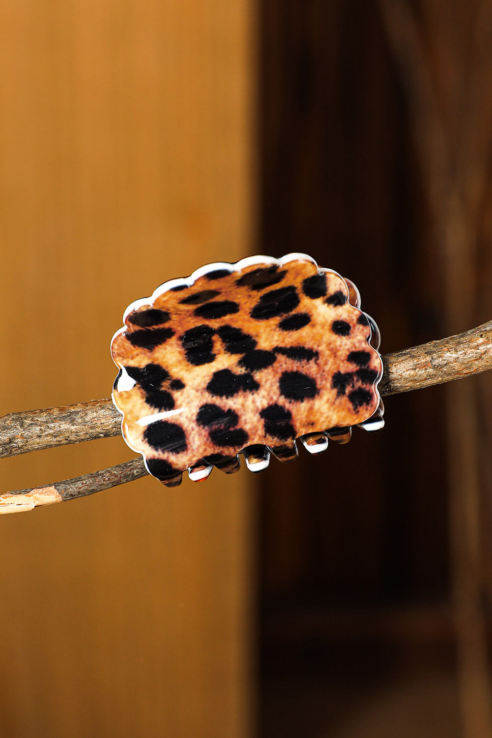 Brown Leopard Print Acrylic Small Hair Clip Headwear JT's Designer Fashion