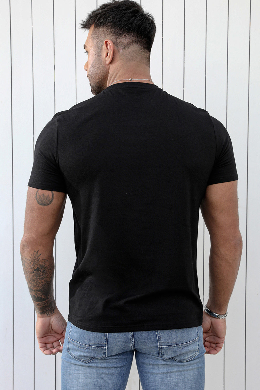 Black SOCCER DAD Letter Graphic Print V Neck T Shirt Men's Tops JT's Designer Fashion