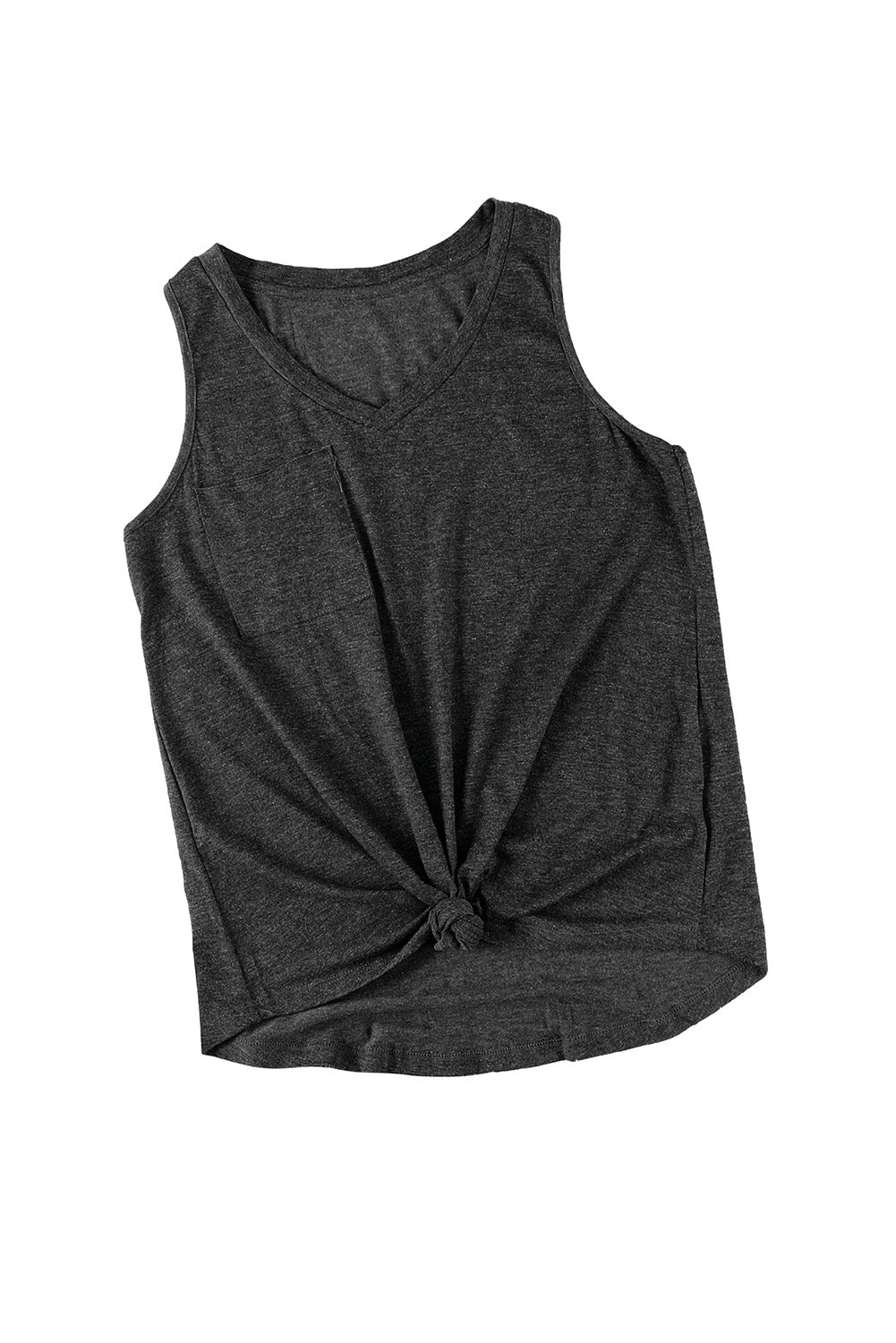 Black V Neck Racerback Tank Top with Pocket Tank Tops JT's Designer Fashion