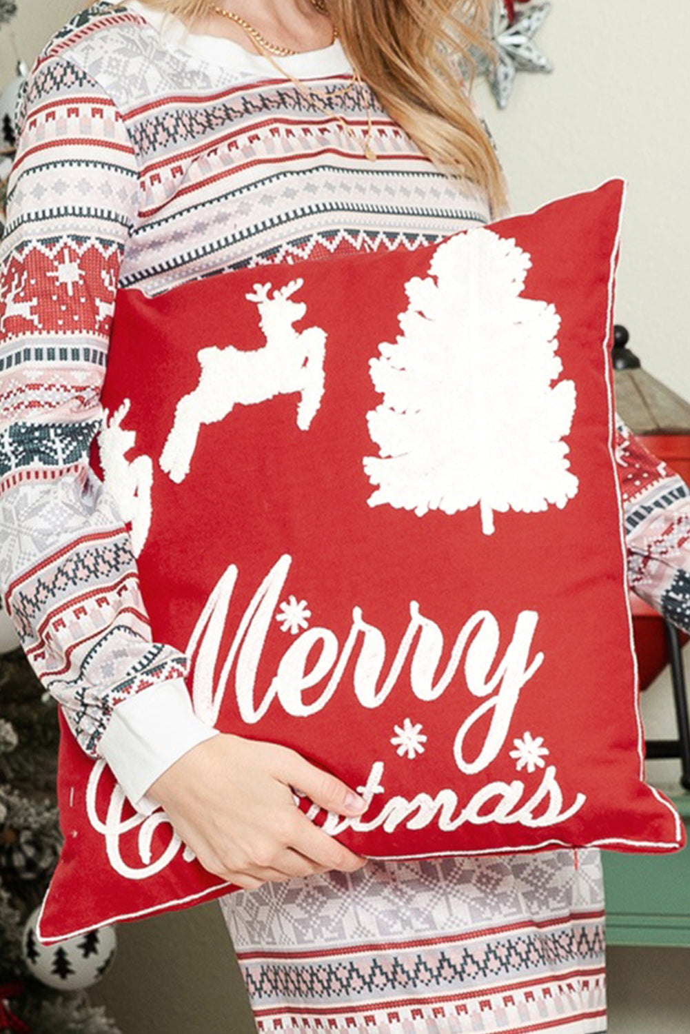 Red Clay Merry Christmas Flake Double Side Graphic Sofa Pillow Other Accessories JT's Designer Fashion