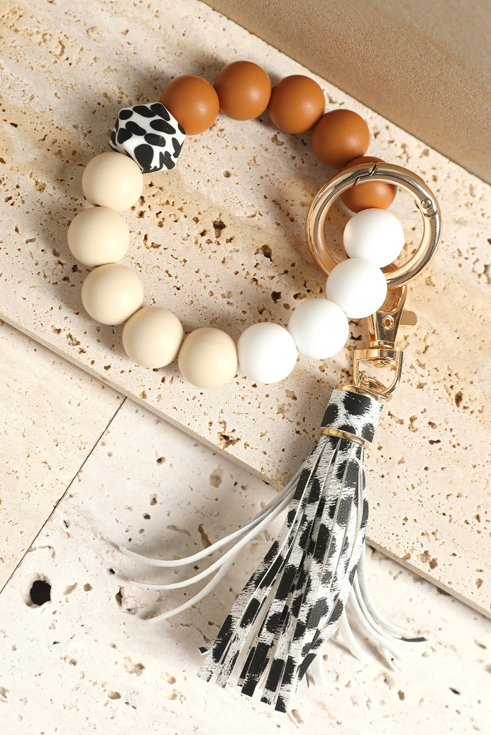 Multicolor Silicone Beads Bracelet Leopard Tassel Keyring Other Accessories JT's Designer Fashion