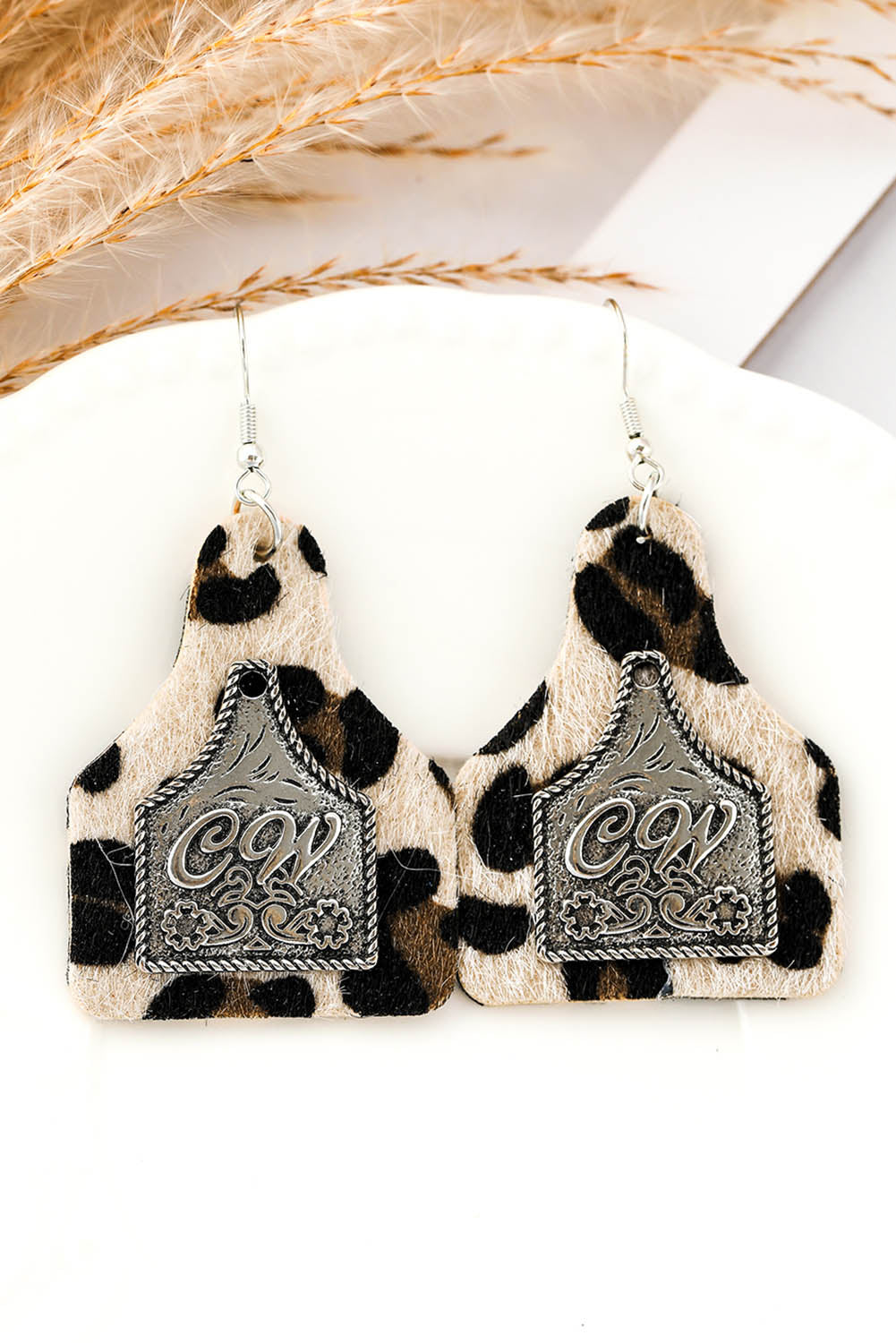 Leopard Cow Tag Western Fashion Earrings Jewelry JT's Designer Fashion