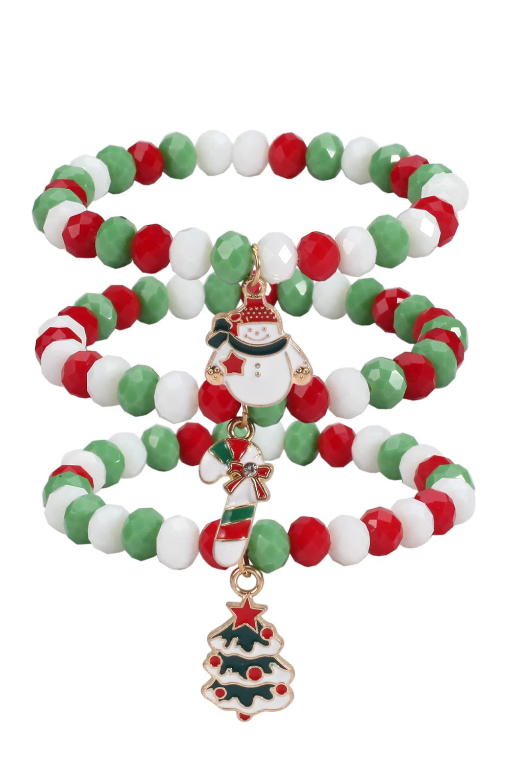 Multicolor Polyhedral Beads Christmas Multi-layer Bracelet Jewelry JT's Designer Fashion