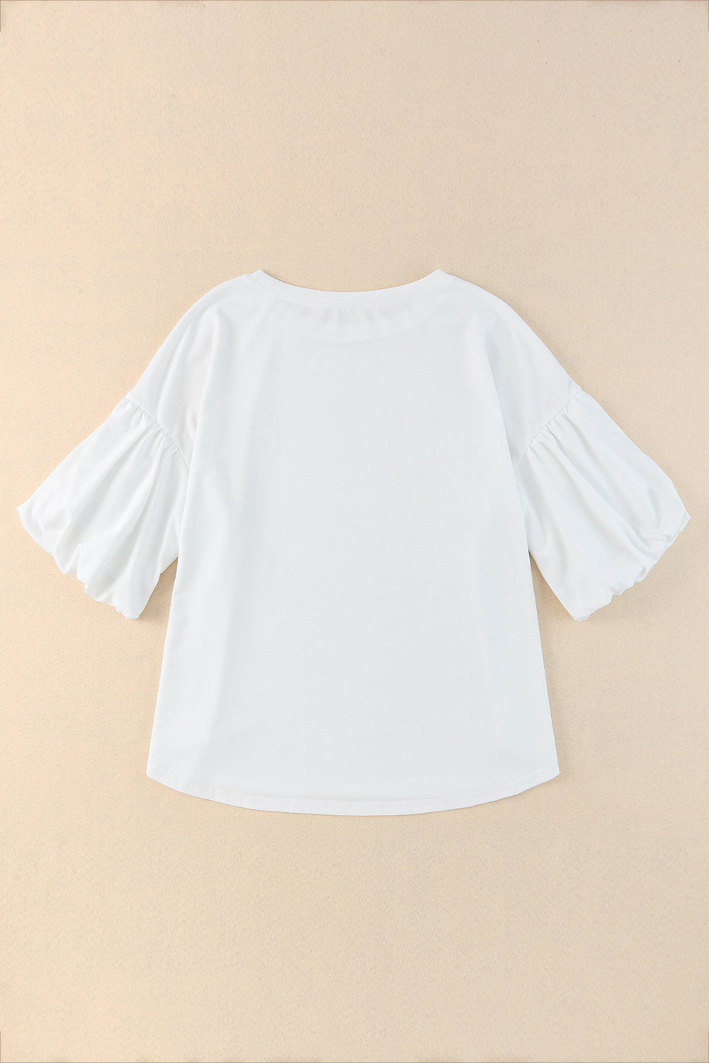 White Joint Bubble Sleeve Round Neck Blouse Blouses & Shirts JT's Designer Fashion