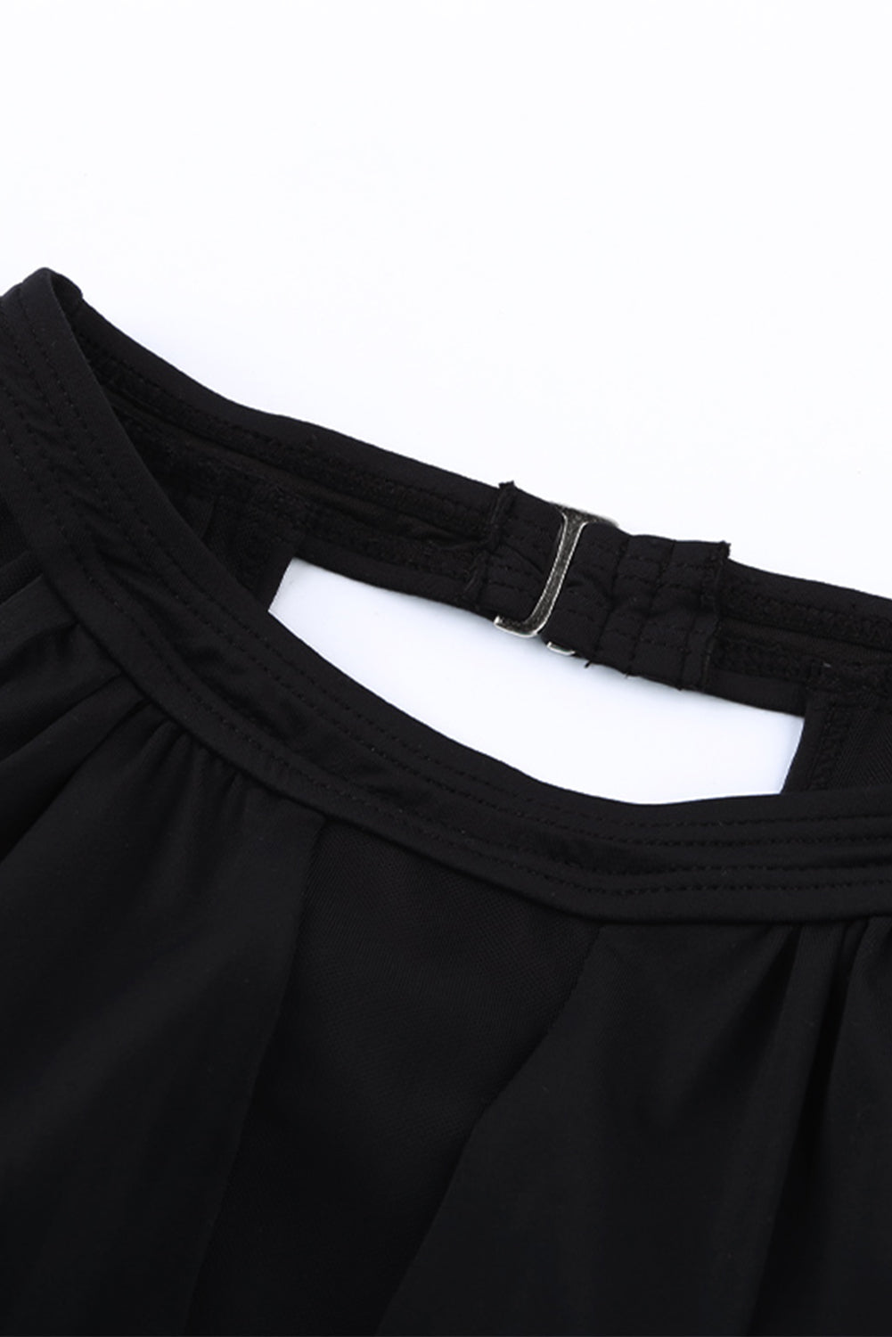 Black High Neck Plunge Mesh Ruched Tankini Swimwear Tankinis JT's Designer Fashion