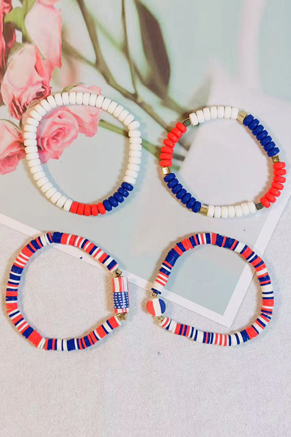 Multicolor Independence Day Stars Stripes Bracelet Set Jewelry JT's Designer Fashion