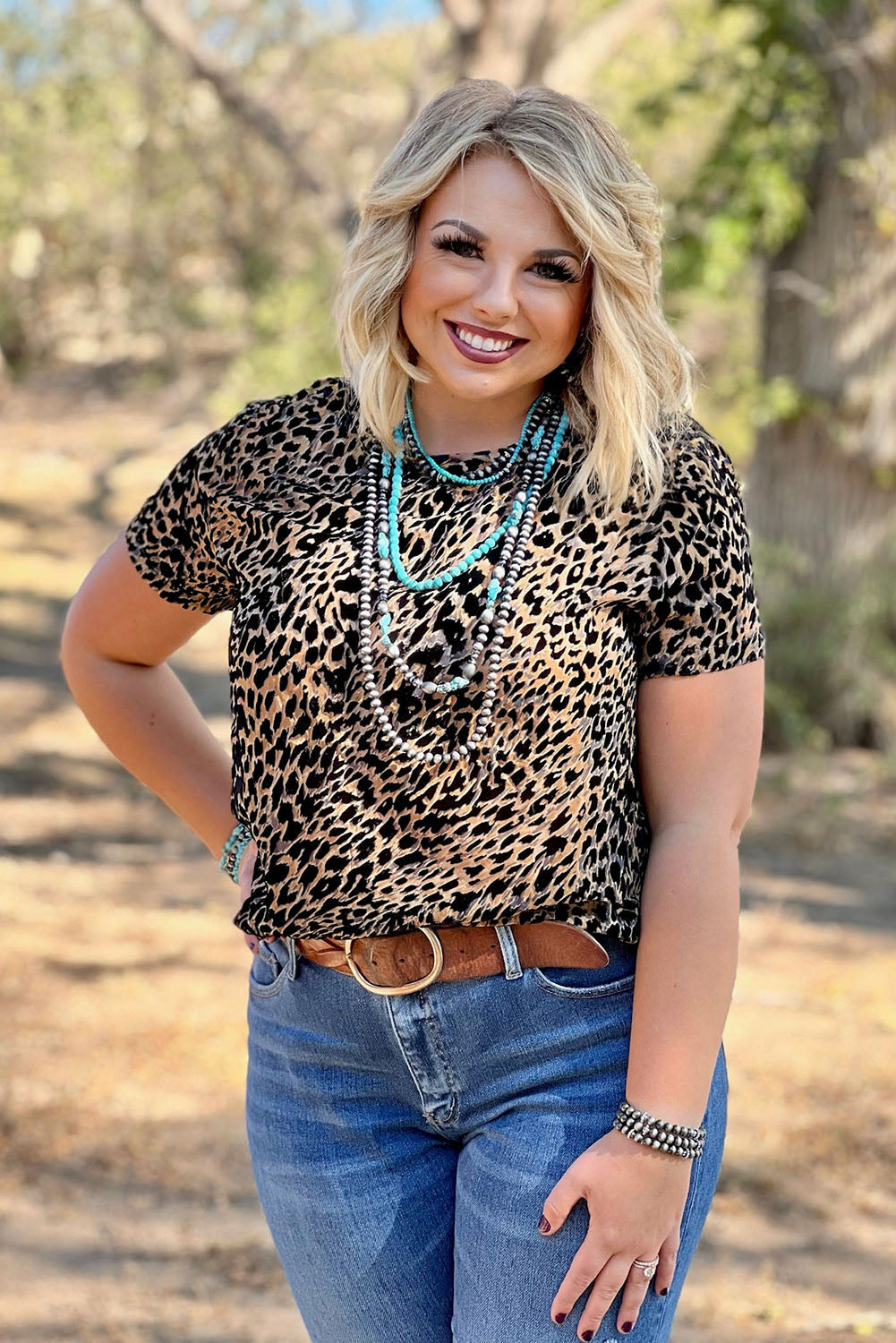 Leopard Plus Size Leopard Print Knit T-shirt Plus Size JT's Designer Fashion