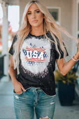 Black Family Matching USA Letter Flag Print Color Block Top Family T-shirts JT's Designer Fashion