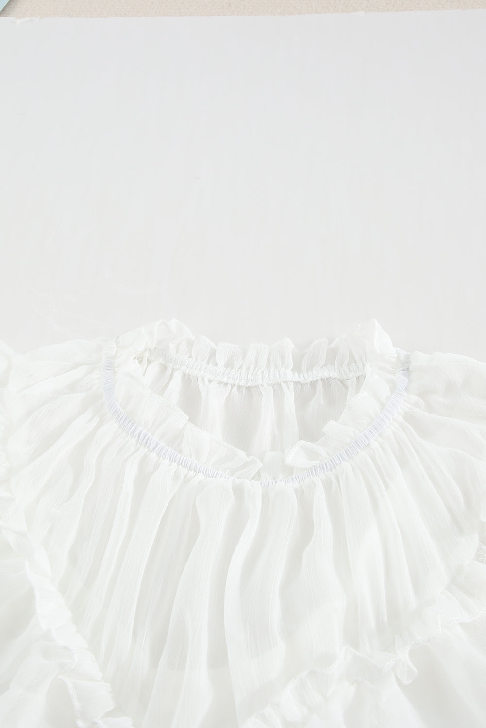 White Frilled Detail Tulle Tank Top Tank Tops JT's Designer Fashion